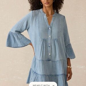 Faherty Dune Cotton Gauze Dress, Size M